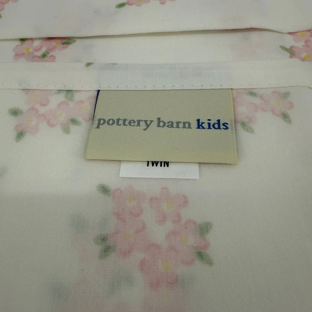 Pottery Barn Kids Twin Flat Sheet Pink Floral Cotton Replacement Bedding PBK